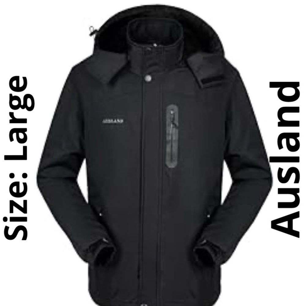 AUSLAND Men’s Hooded Windproof/Snow/Hiking Coat. Large. New.